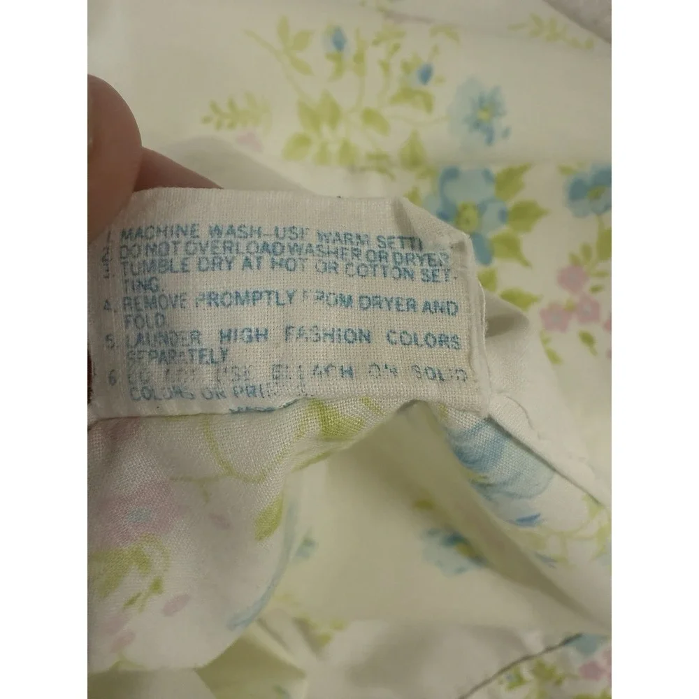 1 Vintage Floral‎ Pillowcase Standard Blue Green Pink Wamsutta Shabby Cottage